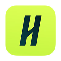 The letter H in a lime green background