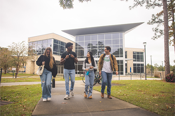 Students walking outdoors