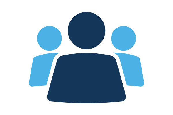 3 people in a group in blue