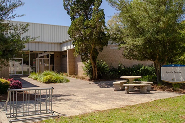 The entrance to the UWF Aquatic Center